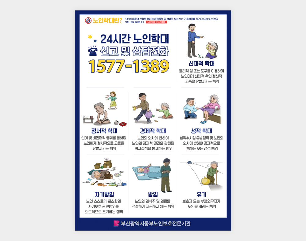 동부노인보호전문기관 학대노인유형포스터